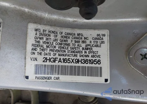 2009 Honda Civic Lx from USA, damaged, VIN 2HGFA165X9H361956